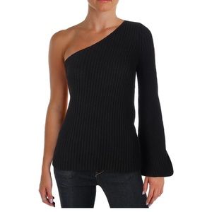 Aqua NWT one shoulder black sweater XS